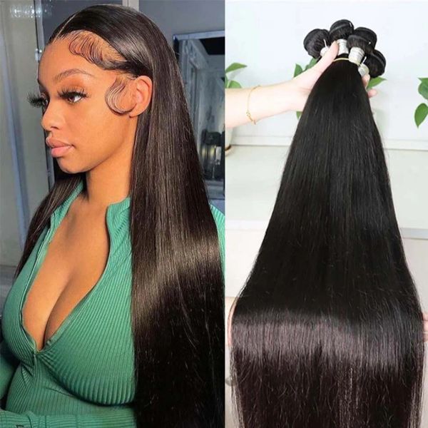 Perucas 28 30 polegadas óssea pão de cabelo humano reto Promonsqueen brasileiro 3 PCs Pacotes Remy Extensões de cabelos naturais humanos para mulheres negras