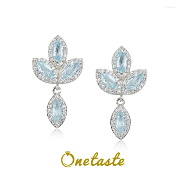 Dangle Küpeler Doğal Topaz Stone 5a Zircon 925 STERLING Gümüş Kadınlar Çiçek Sevimli Şık Lüks Küpe 2024 Parti Hediyesi