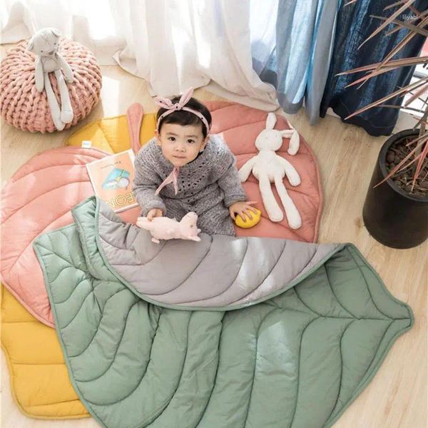 Подушка высококачественная рожденная детская хлопковая ковровая одеяло одеяло в форме листья ползание