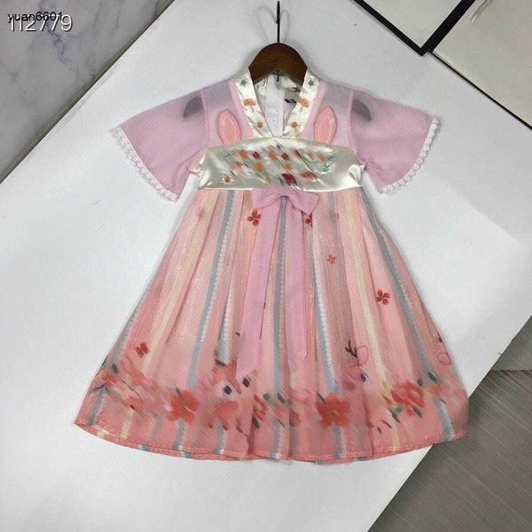 Populante gonna per bambini Hanfu Deer Pattern Stampa Abito da principessa Dimensione 90-140 cm Designer Designer Summer Girls Party Dress 24pril 24pril