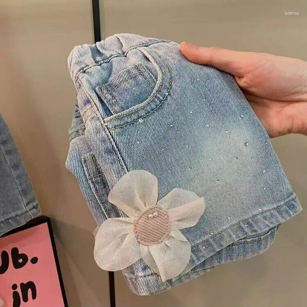 Shorts Girls Denim Sommer 2024 Kinder Mode Kurzjeans Kleidung für Babyhosen Kinderhosen Kleinkind Leggings Kostüm 5 6 7y