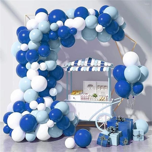 Parti dekorasyon krem ​​bej mavi balonlar çelenk kemer kiti çocuk çocuk doğum günü bebek duş vaftiz vaftiz düğün malzemeleri