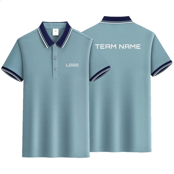Camisa de pólo personalizada Homens de verão masculino com manga contraste de cor de pólo cor de negócios de luxo masculino camiseta impressa 240407