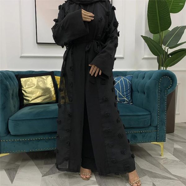 Ethnische Kleidung Dubai Kimono Muslim Hijab Kleid Abayas für Frauen lose Schnür-up Langarm Cardigan Kaftan Femme Cave Marocain Qatar