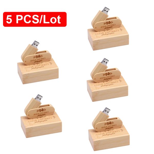 Laufwerke 5 PCs/Los Holzfotografie Geschenke USB -Flash -Laufwerke kostenloser benutzerdefinierter Logo Penstant Real Capacity Memory Stick 64 GB/32 GB16 GB/8G U Diskette