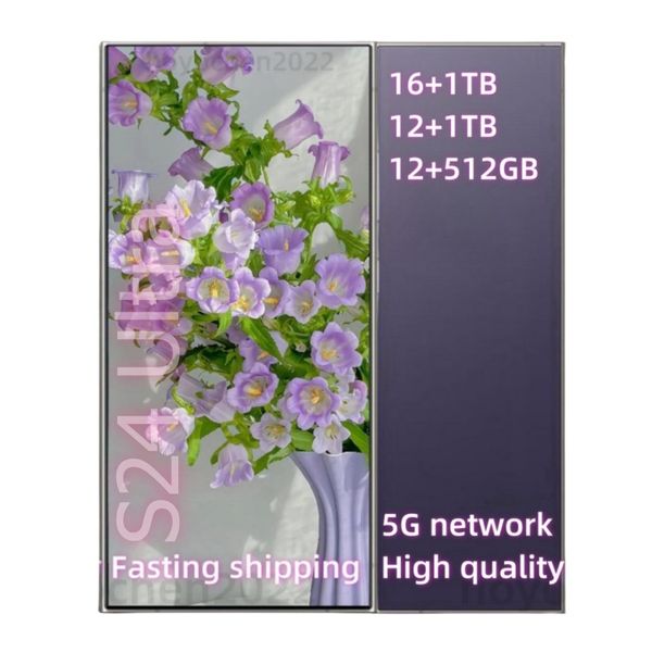 S24 6.8 inç Tam Dokunmatik S23 Ultra 5G Telefon 1TB 4G Telefon Orijinal Yüz Kilidini Açma Dinamik Cep Telefon Tasarımı Sekiz Çekirdeği 128GB 512GB akıllı telefon