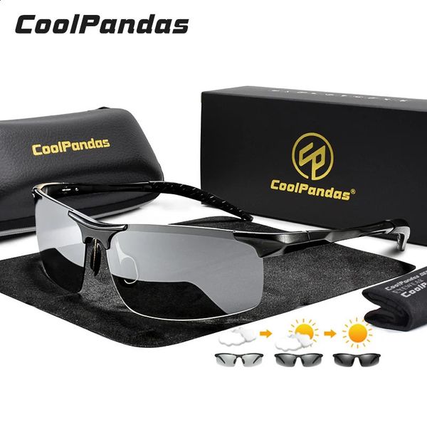 Occhiali da sole PIM in alluminio senza telamo da sole polarizzati di guida per la notte di guida camaleonte anti-gafas de sol hombre 240402