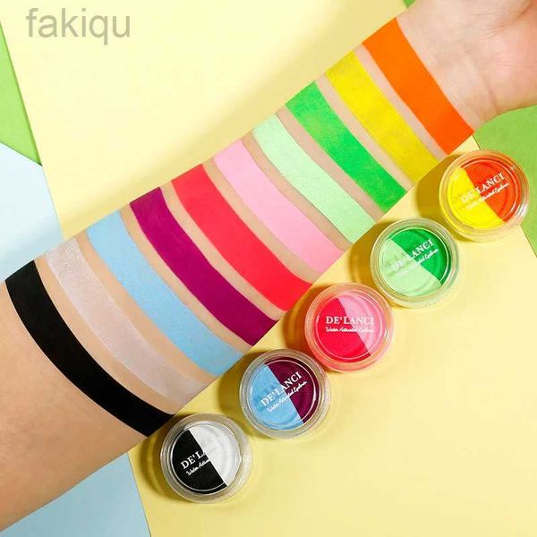 Body Paint Delanci a 10 colori Dual Colori Volta Volta Acqua Acqua Activated Eyeliner UV Accoppiamento Cake Rainbow Painting Blow Eyeliner su Dark D240424