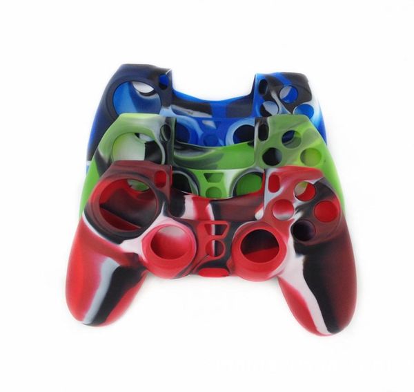 Custodia di gomma in silicone mimetica multicolore Casa di copertura per impugnatura per la pelle per il controller PS4 Gamepad esterno Case1761704