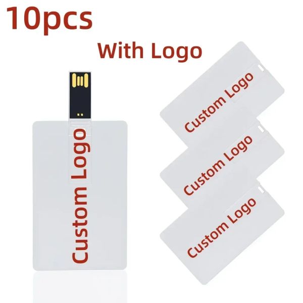 Laufwerke 10pcs benutzerdefiniertes Logo Druckbild 128MB 4GB 8G 16 GB 32G USB Flash Drive Kreditkarten Pendrive Firmenname geformte USB -Speicherstift