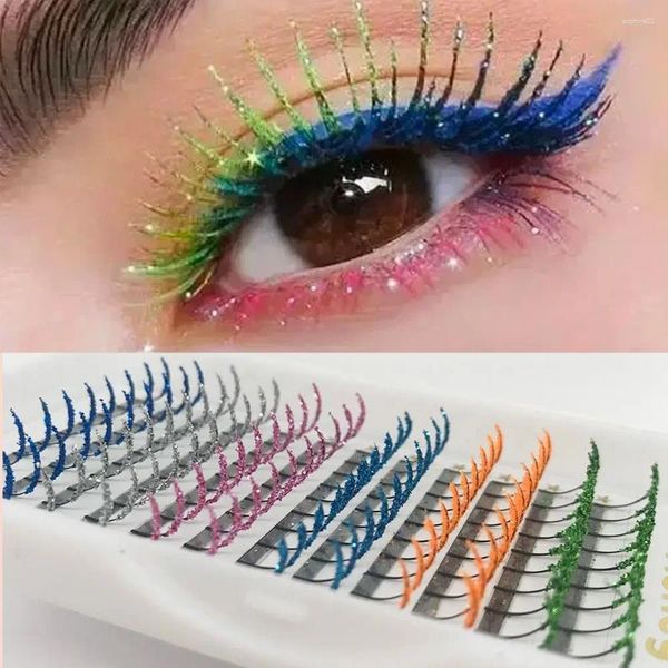 Falsche Wimpern 4/6/12 gemischte Farbe Glitzer Fluffy Stripes Cosplay Make -up Wimpern Erweiterungen Weihnachtsfeier Großhandelslieferant