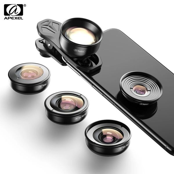 Filtri APEXEL 4K Kit lente telefonico universale 5 in 1 Ritratto per lenti per fotocamera Wide Macro Lens Super Fisheye Filter CPL per tutto lo smartphone