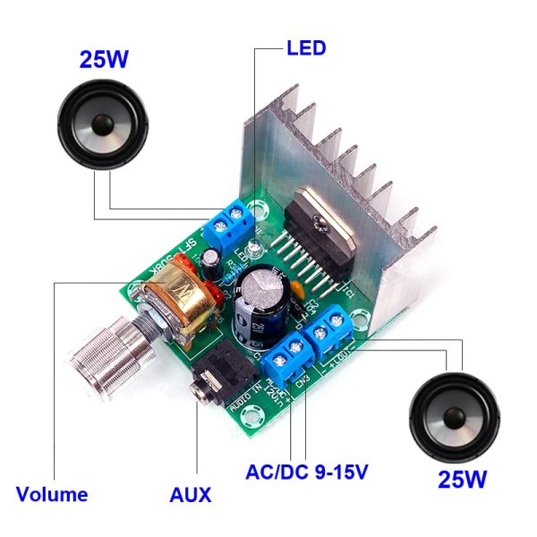 Усилитель 2*25W TDA7297 Цифровой стерео канал стерео -аудио -усилитель класс класс AB AC/DC915V Minil Amp Аналоговый усилитель мощности Mini Power усилитель