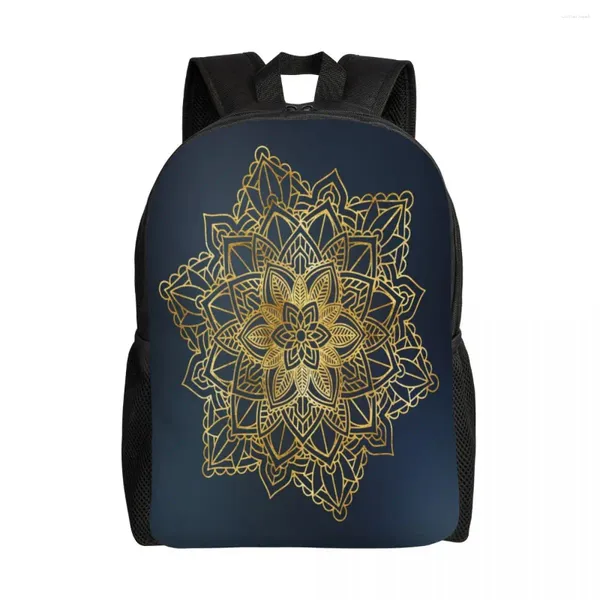 Mochila bolsa escolar de 15 polegadas Laptop ombro casual Bagpack Viagem Mandala Ornamento Floral Mochila étnica