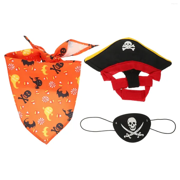 Katzenkostüme Halloween Piratenhut Triangle Bandana Set Kürbis Speichel Kostüm Haustier Kit Dekorative Partyzubehör Plüß Gefällt mir