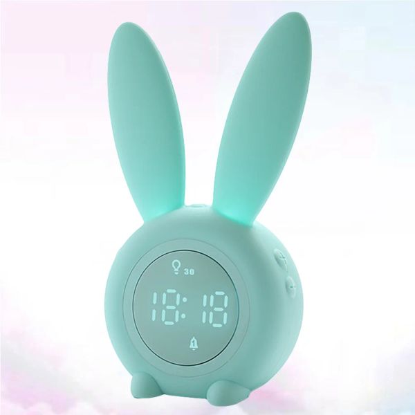 Accessoires Kunststoff Wecker kleiner Desktop Uhr Rabbit Ohrstil LED Nachtleuchte Wecker Magnetische Hanguhr mit USB