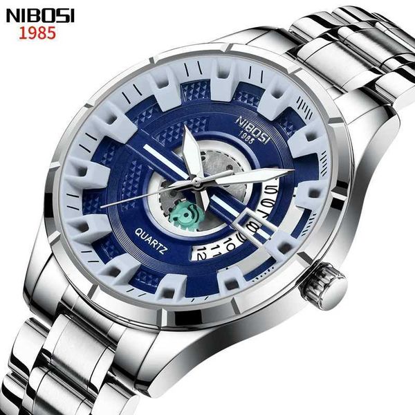 Relógios de pulso Nibosi Mens relógios de primeira marca de luxo Data de relógio de pulso Simples Watch Men Sport Military Waterproof Relógio Relogio Masculino 240423