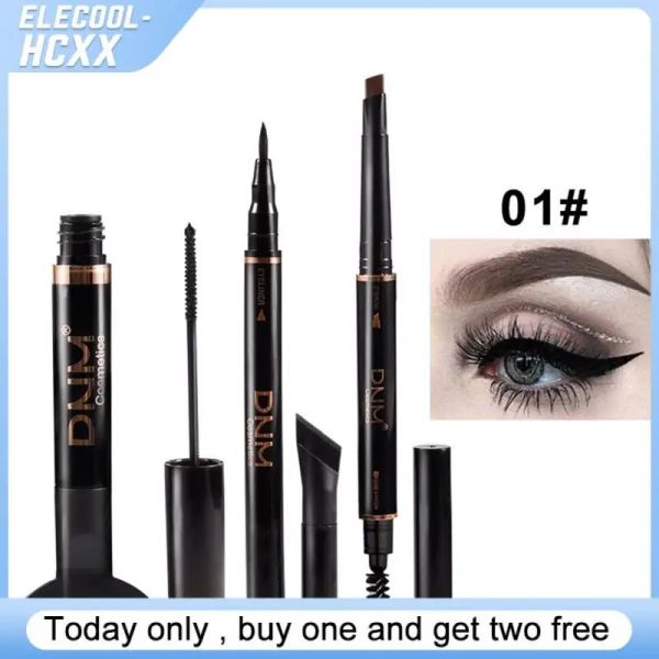 Setler DNM 3pcs Göz Seti 7 Molors Uzun Kalıcı Su Geçirmez Eyeliner Maskara Kaş Pencil Set Makyaj Kiti Moda Kozmetik Güzellik Araçları