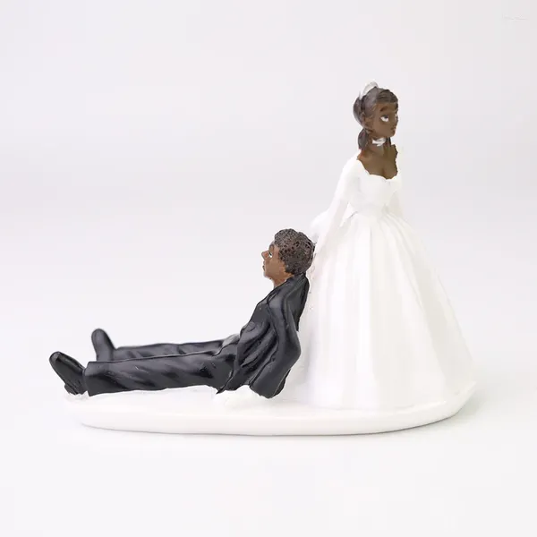 Partyversorgungen weiße schwarze Farbe Hochzeit Braut und Bräutigam -Kuchen Topper Die entkommenen Ausreißer lustigen Dekorationstopper
