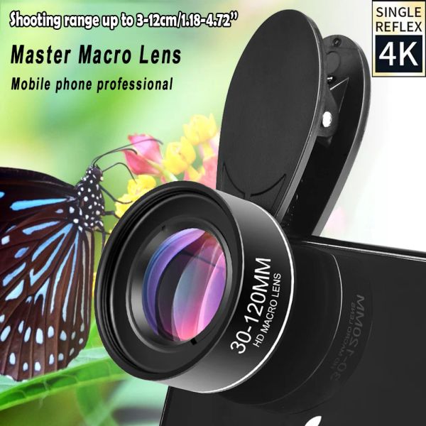 Lente 30120mm Macro Lens de longa distância Universal Clip Camera Lens Cpl Filtros de estrela para iPhone Xiaomi Huawei Mobile