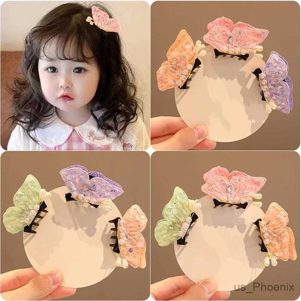 Haarzubehör neue Mädchen süße Schmetterling Perlen Sommerhaarkrallen Haarnadeln Kinder Süße Acrylkrallen Clips Kinder Haarzubehör Accessoires