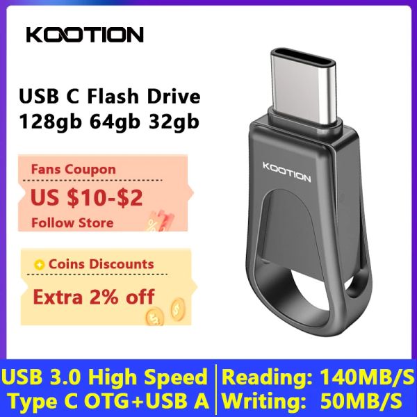 Guida Kootion U24 USB 3.0 Pendrive 128GB 64GB 32 GB OTG Type C Pen Drive CLE USB Flash Drive Mini Memory Stick per Smartphone MacBook