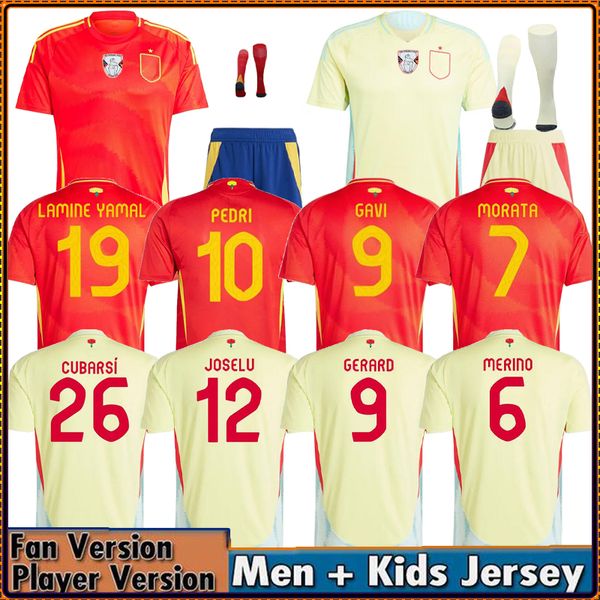 Spagna 24 25 maglia di calcio Morata Ferran Asensio 2024 Euro Cup Spanish National Team Football Shirt 2025 uomini Kit per bambini che si mette a casa camisetas Espana Rodri Olmo Ansu Fati