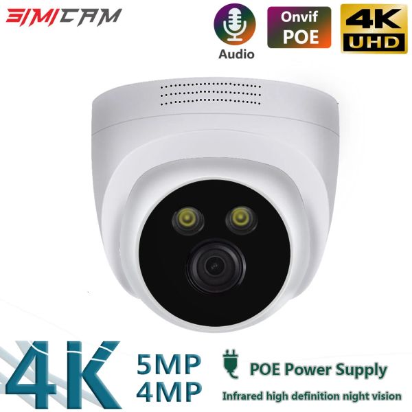 Lente 4K 8MP IP Poe Video Câmera de Segurança NVR CAM ONVIF H265 DOMO DE AUDIO INOROORF VISION POE 48V DC12V 4MP 5MP VIDEO