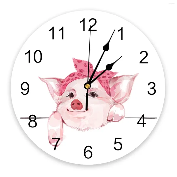 Orologi da parete Cartoon animale da bagno Wathing WaterColor Orologio stampato rosa moderno soggiorno silenzioso decorazione per la casa.