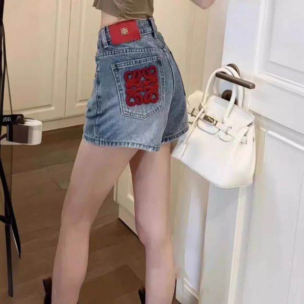 Denim Shorts Hosenbrief Rassestone Jeans Design Sexy Damen Sommer Kurzhantel Kleidung gestickt Brief Kurzhose Damen Designer Gerade Bein Denim Shorts