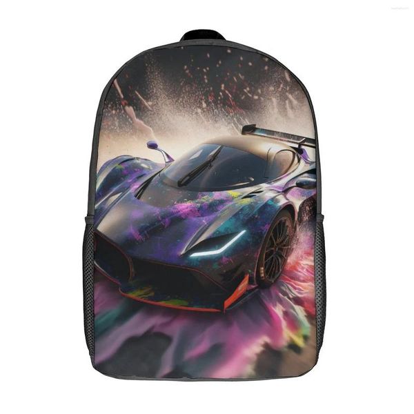 Rucksack schillernde Sportwagen Teen Explosion Flüssigkeit Spritzer großer Rucksäcke Polyester Pretty Schultaschen Wanderqualität Rucksack