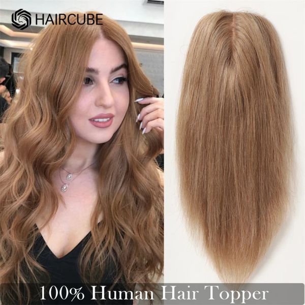 Toppers Mulheres Toppers Remy Humano Human Topper Pedaços de cabelo marrom dourado natura