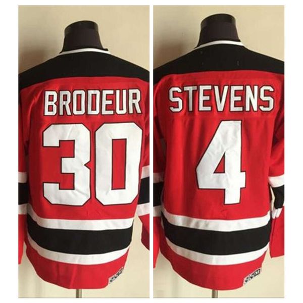 Kob Vintage New Jersey 4 Scott Stevens 30 Martin Brodeur Hokey Forması Erkekler Ev Kırmızı Dikişli Gömlek C Yaması