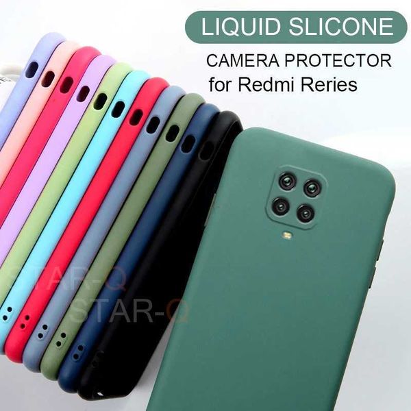 Mobilfunkkoffer Neues Liquid Silicon Phone -Hülle für Mi Redmi Note 9 Pro Notiz 9S Luxuskamera -Protektor Soft Rückzug Coque 240423