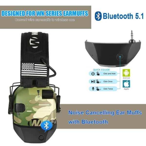 Accessori Cuffie auricolari da tiro tattico Bluetooth 5.1 Cuffie per protezione dell'udito 23db NRR Sicurezza Riduzione del rumore Muffs pieghevole