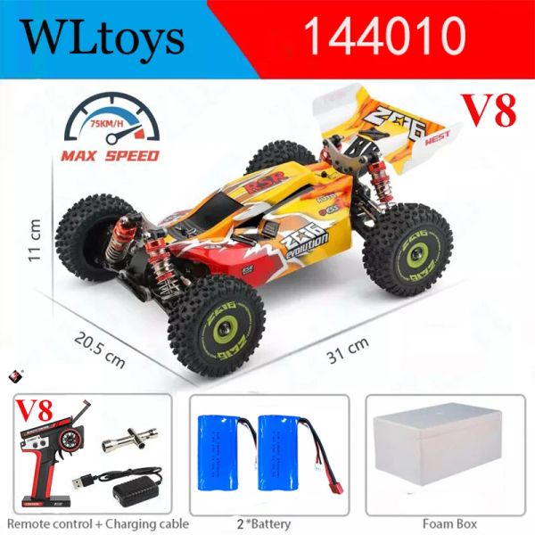 CAR WLToys 144010 e 144001 RC Cars 2.4g 4WD Controle remoto Car 75 km/h de alta velocidade chassi de metal corridas elétricas para crianças presentes