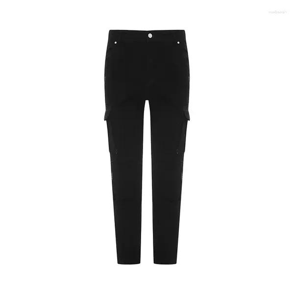 Jeans maschi maschi cargo pantaloni pantaloni da combattimento con 6 tasche gamba dritta casual plus size in vita medio