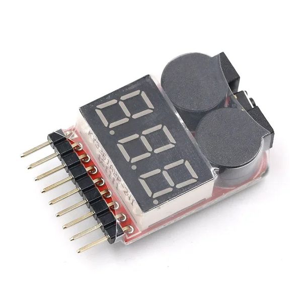 Nuovo 1-8S Lipo Li-ion Fe Tensione della batteria 2in1 Tester Alarmante cicalino a bassa tensione Per LED per barca per auto RC 3,7-30 V Dual Stopaker