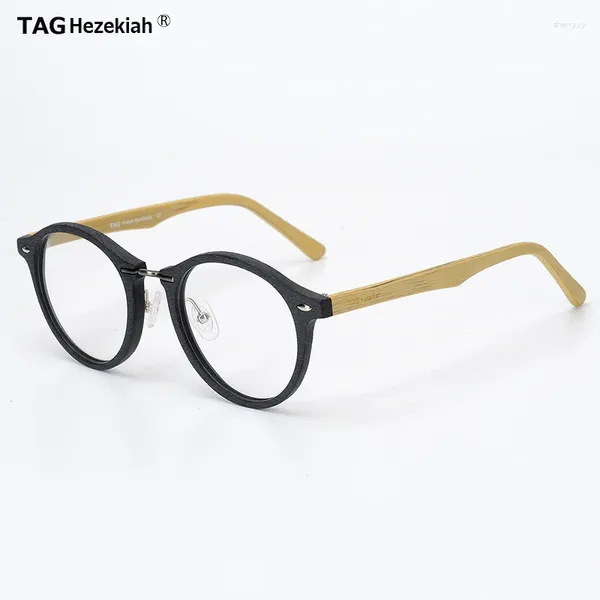 Sonnenbrillen Frames Tag HEZEKIAH Gläser Rahmen Männer Frauen T4242 Brille optische Myopie Lesen verschreibungspflichtiger Acetat Nachahmung Holzkorn