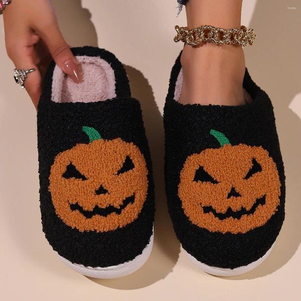 Slippers fofos de halloween masculino homem macio macio macio aconchegante e coberto de inverno calçado caseiro caseiro