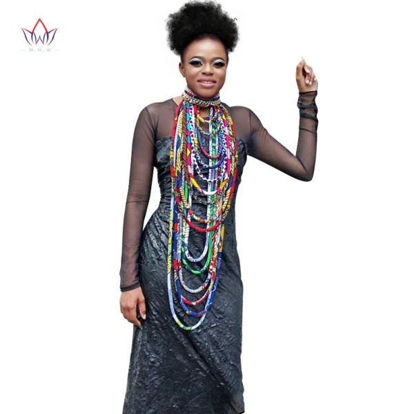 Collane BRW 2023 Africano Ankara Necks Stampa in cera in teraio colorato a scialli africana African Ankara Fatto a mano Gioielli tribali WYB084