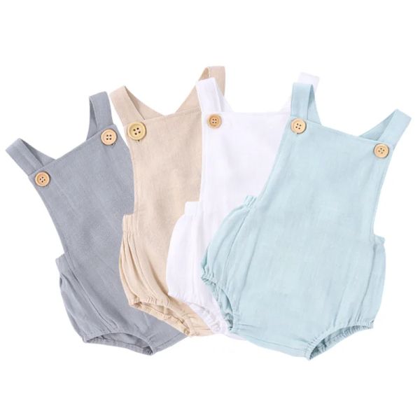 One-Pieces Summer Neugeborene Kind Jungen Mädchen ROMPER PLAME PLAYSuit Overall Overalls für Kinder Baumwolle Leinenhülsen und Babykleidung