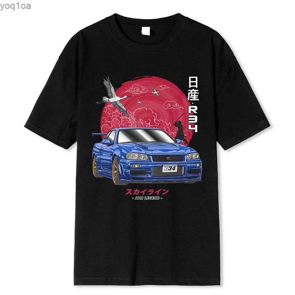 Erkek tişörtler pamuk başlangıç ​​d t gömlek erkekler kadın harajuku estetik büyük boy tişört komik jdm efsane araba tshirt nissan silueti r34 tee thltl2404