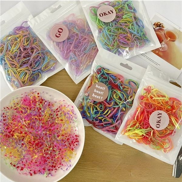 Bandos de borracha de 200pcs/embalagem portadores de cabelo elásticos transparentes goma child biles adultos anel de cabelo acessórios para penteado