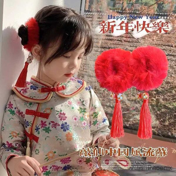 Haarzubehör 2 PCs/Set Kinder Süßes chinesisches Neujahr elastische Haarbänder Mädchen schöne weiche Scrunchies Gummibänder Kinder Haarzubehör Accessoires