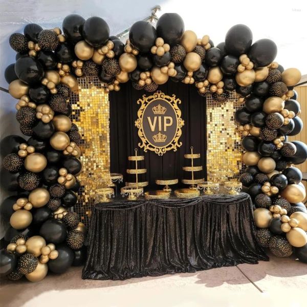 Decorazione per feste 128pcs Black Gold Garland Arch Kit dot Stampa in lattice Happy 30th 40th 50th Adults Birthday Decorations