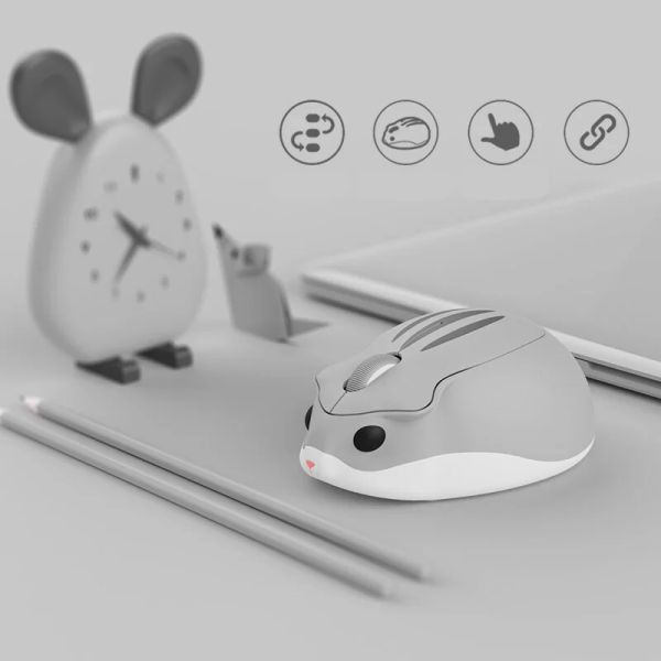 Мыши 2.4 г беспроводной милый хомяки мыши мультфильм USB Creative Mute Mute Ergonycic Mini Optical Kid Gift Mice для ПК ноутбук маленькая рука