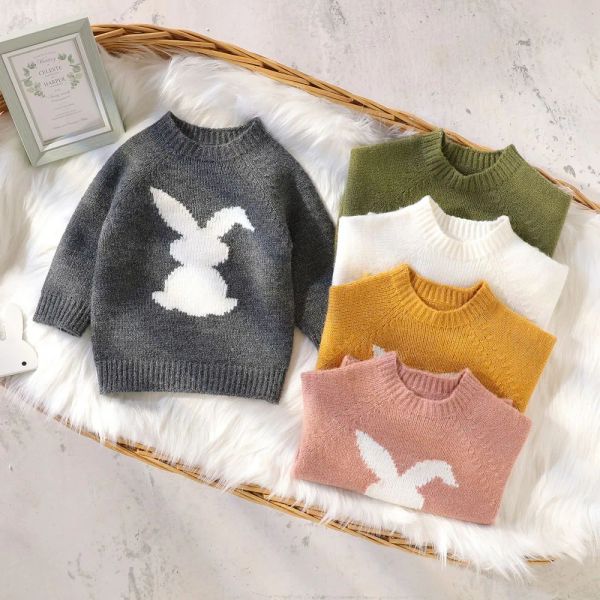 Pullover Baywell Baby süße Hasen gestrickt Sweater Crewneck Dicke Kinder weiche Wollkleidung für Jungen Mädchen Herbst Winter Pullover Kapuze mit Kapuze