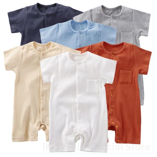 Pieces unissex OnePieces 0 a 24 meses Roupas recém-nascidas de manga curta para gêmeos meninos garotos de algodão verão bodysuits 2023