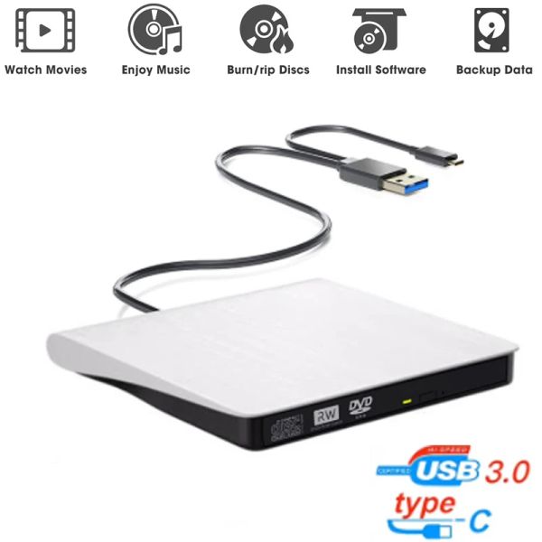 Hubs esterno DVD RW CD Writer Drip Burner Lettore Drive ottiche per MacBook Air Pro M2 M1 Xiaomi HP Dell Notebook Air M1